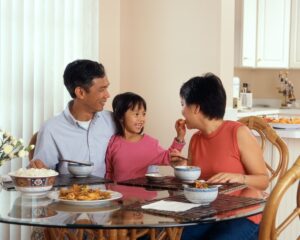family eating at the table - positive contact